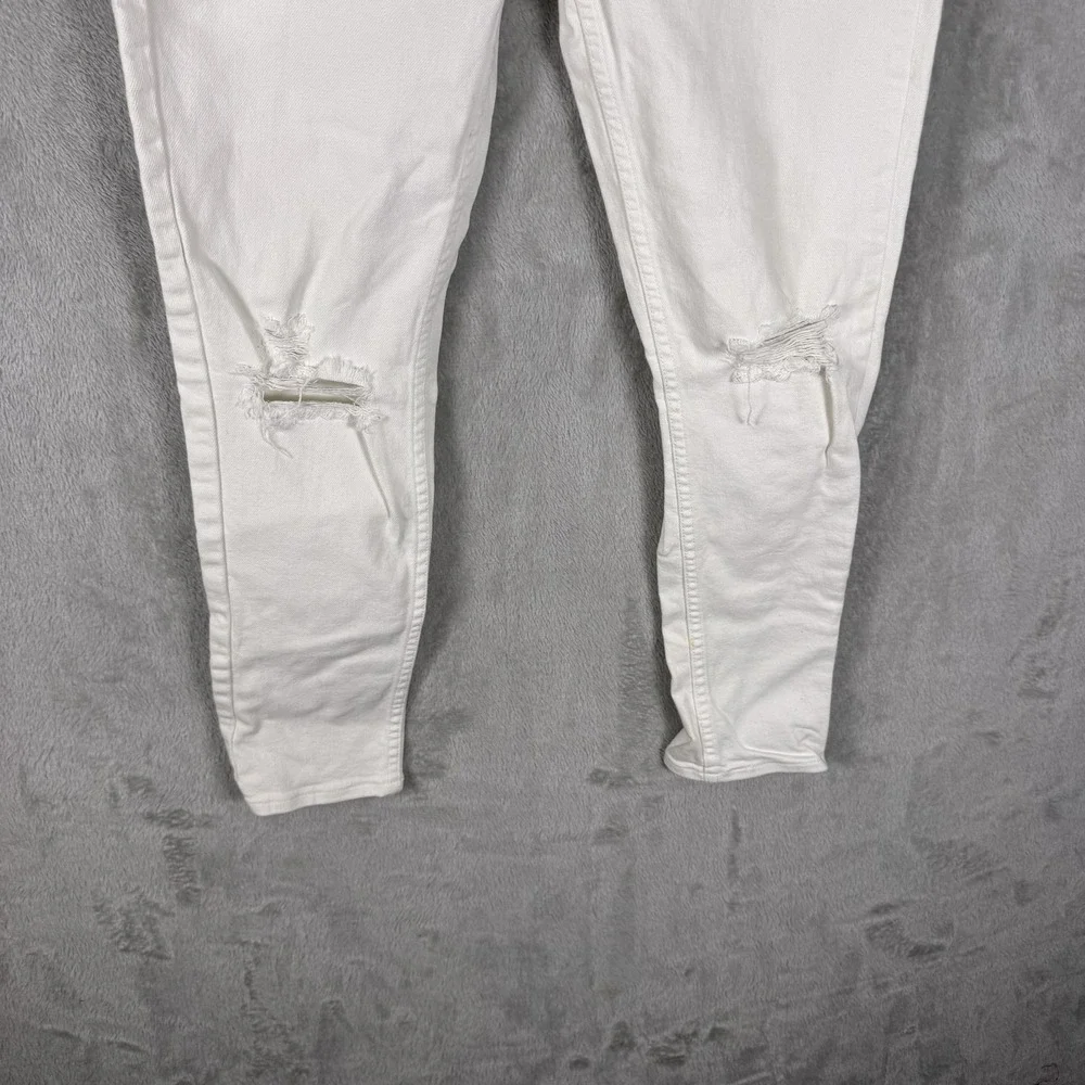 Levis 535 Jeans Womens 27 White Distressed Super Skinny Stretch Ripped Knee‎ - Picture 2 of 12